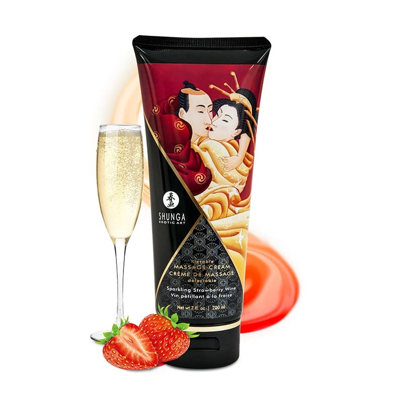Shunga Kissable Massage Cream Sparkling Strawberry Wine  - Rolik®