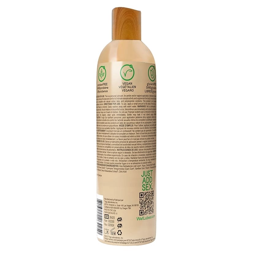 Wet® Lubricants Naturally 95% Organic Aloe Based Lubricant Back Label - Rolik®