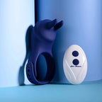 Adjustable Fun Ring Rechargeable Vibrating C-Ring with Remote - Blue