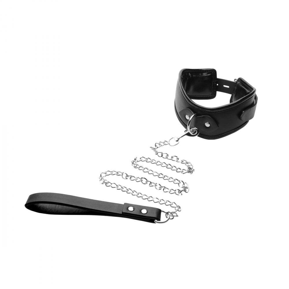 XR Brands® Strict™ Padded Locking Posture Collar With Leash - Rolik®