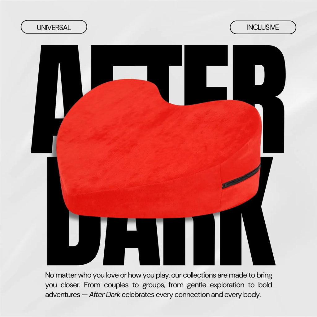 After Dark USA BloodMoon Heart-Shaped Intimacy Pillow – Foam Positioning Ramp with Washable Cover Red