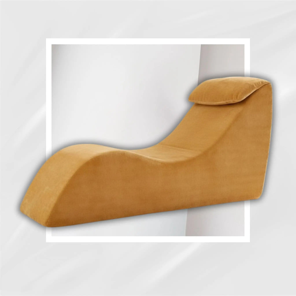 After Dark USA ChenilleCurve Intimacy Chaise Lounge – Chenille Fabric Ergonomic Headrest No Assembly Yellow