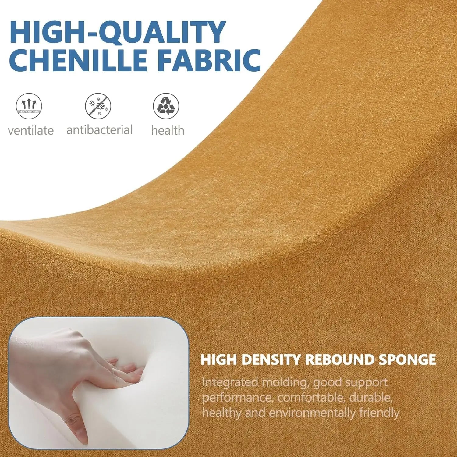 After Dark USA ChenilleCurve Intimacy Chaise Lounge – Chenille Fabric Ergonomic Headrest No Assembly Yellow