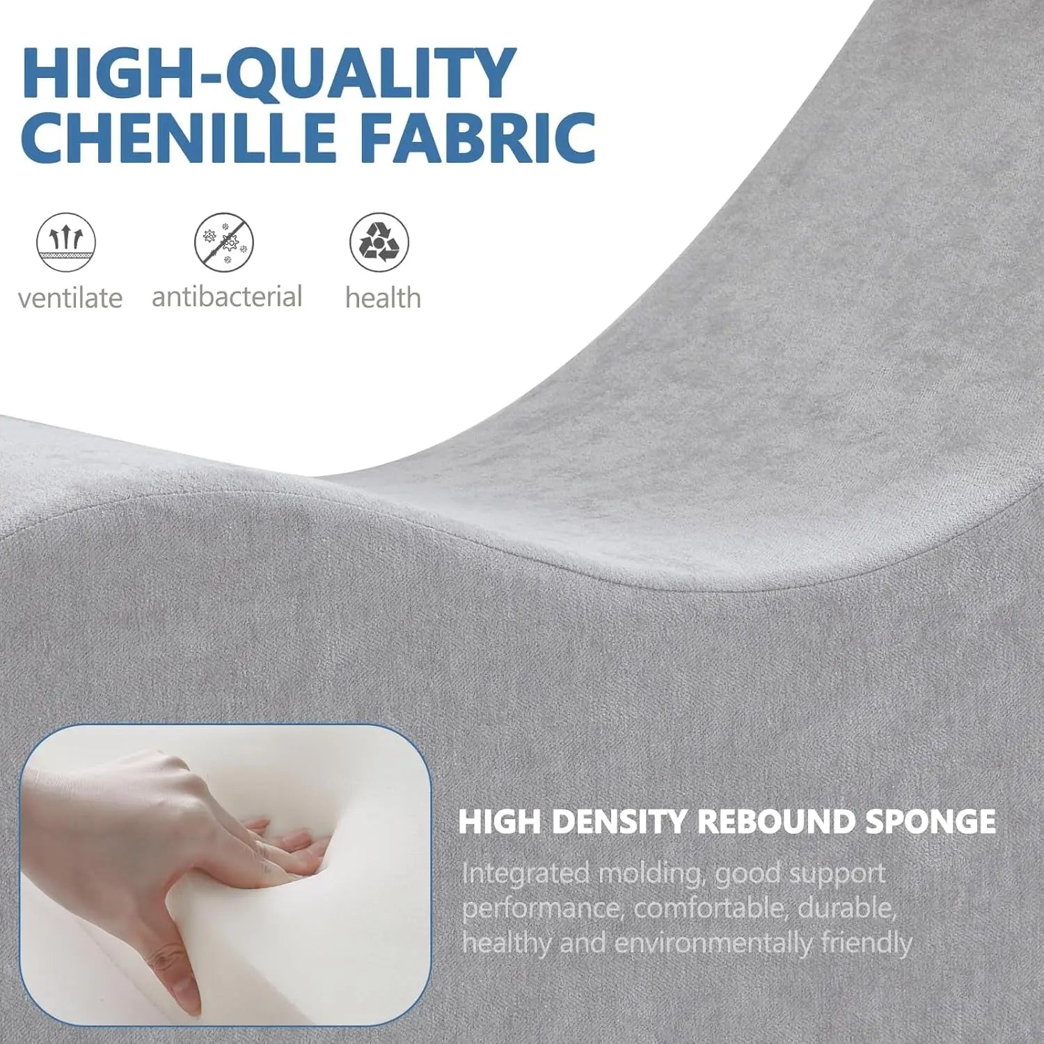 After Dark USA SilverLuxe Intimacy Chaise Lounge – Chenille Fabric Ergonomic Headrest No Assembly Grey