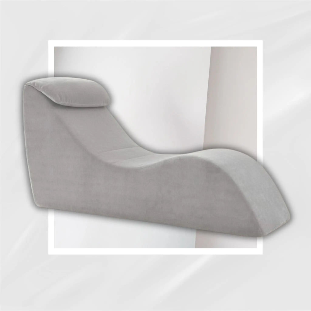 After Dark USA SilverLuxe Intimacy Chaise Lounge – Chenille Fabric Ergonomic Headrest No Assembly Grey