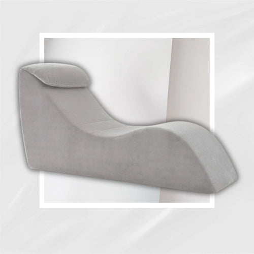 After Dark USA SilverLuxe Intimacy Chaise Lounge – Chenille Fabric Ergonomic Headrest No Assembly Grey