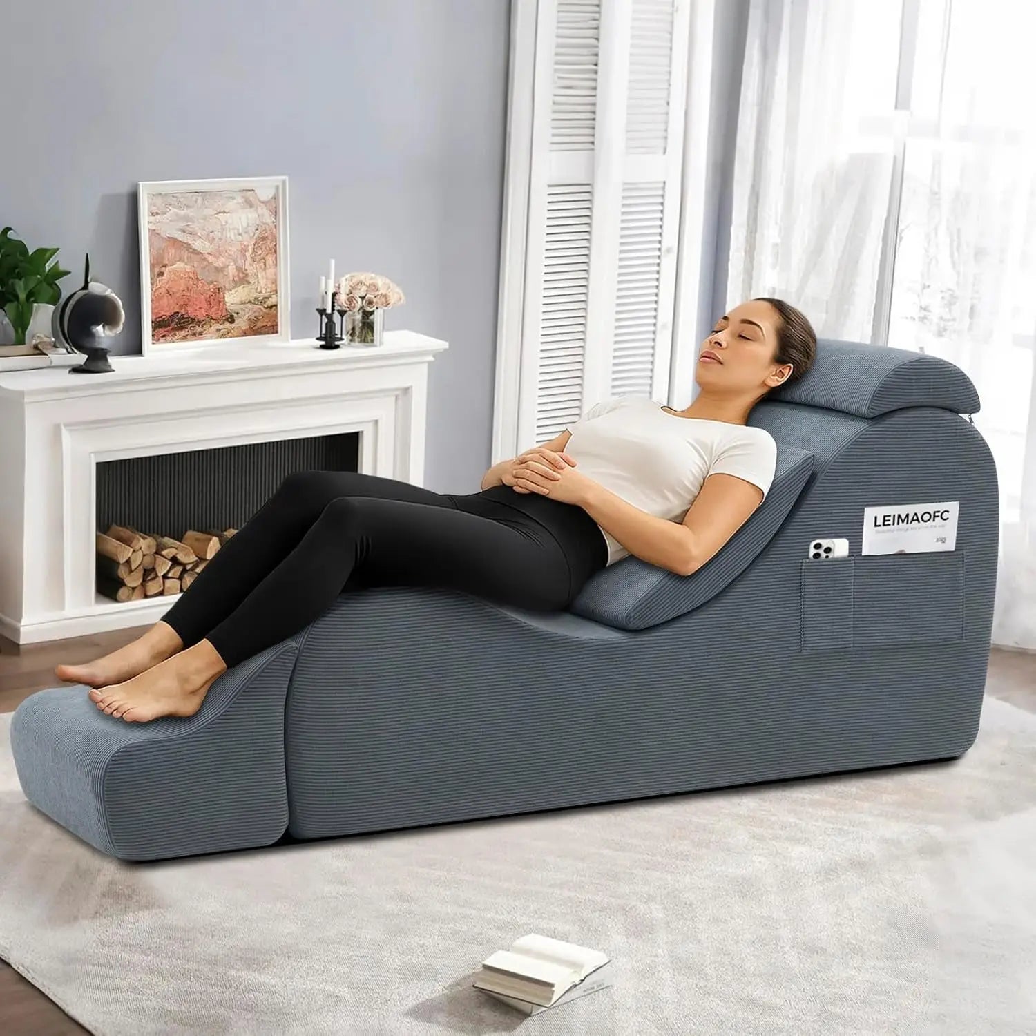 After Dark USA VelvetCurve Corduroy Sex Chaise Lounger | Adjustable Headrest & Curved Footrest