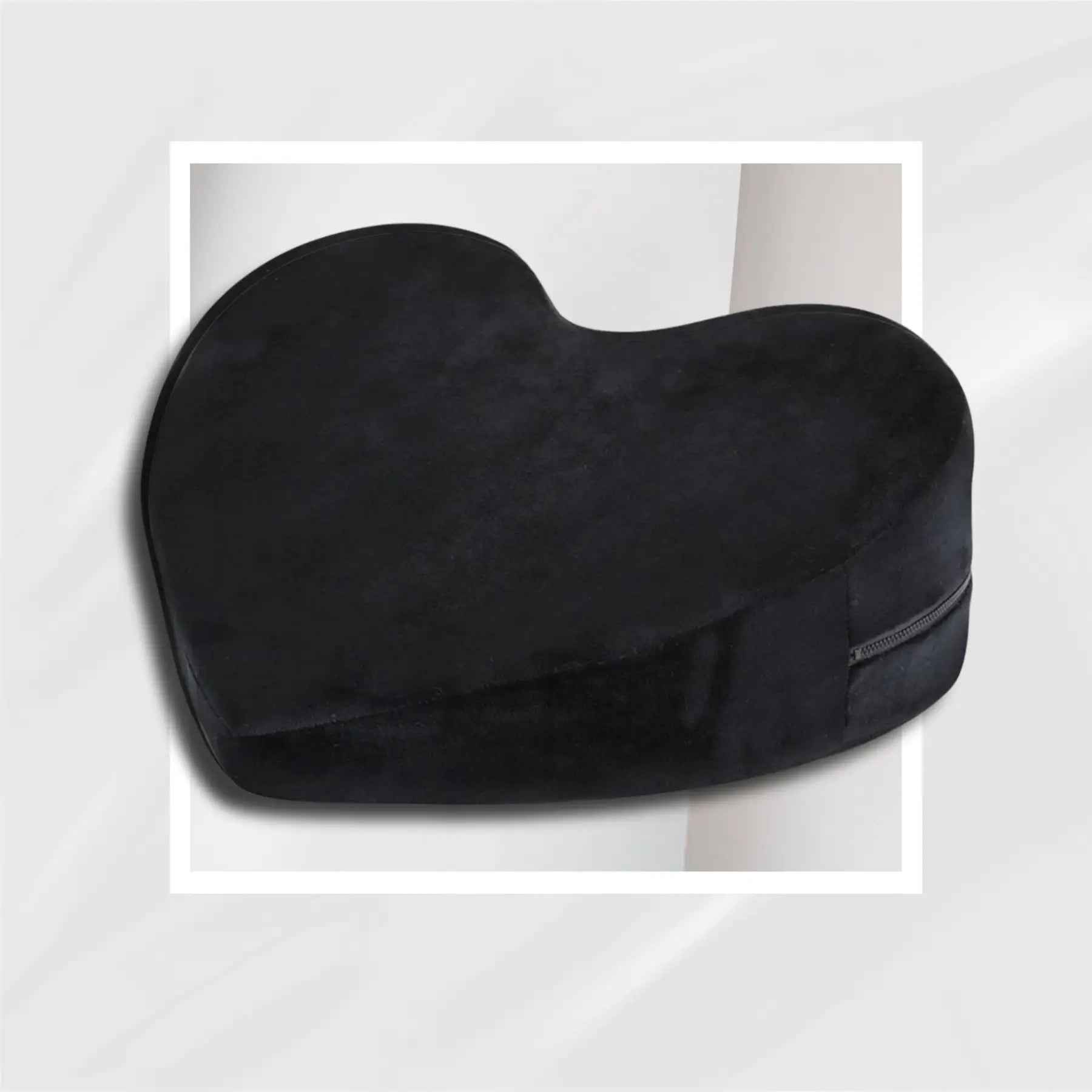 After Dark USA VelvetHeart Heart-Shaped Intimacy Pillow – Foam Positioning Ramp with Washable Cover Black