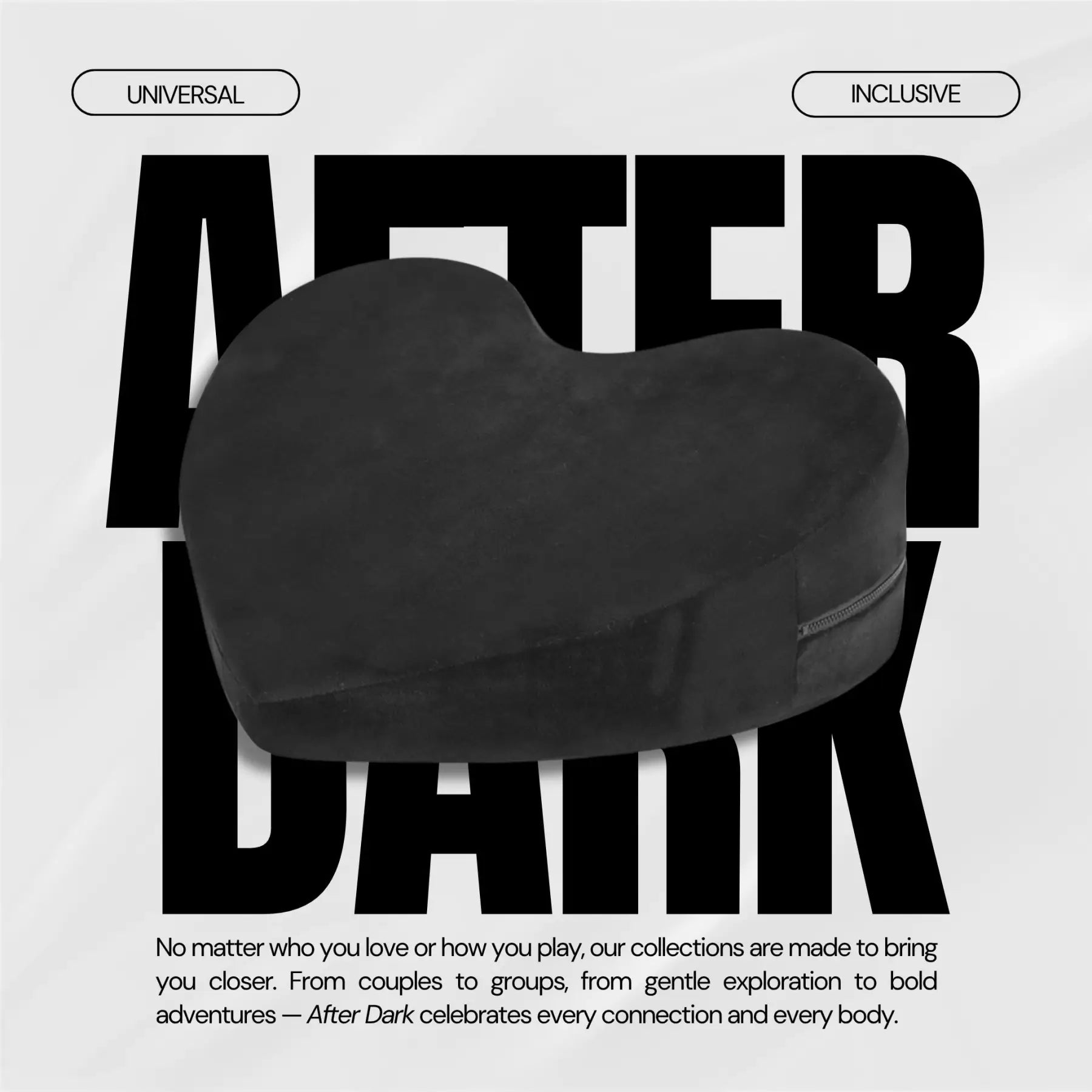 After Dark USA VelvetHeart Heart-Shaped Intimacy Pillow – Foam Positioning Ramp with Washable Cover Black