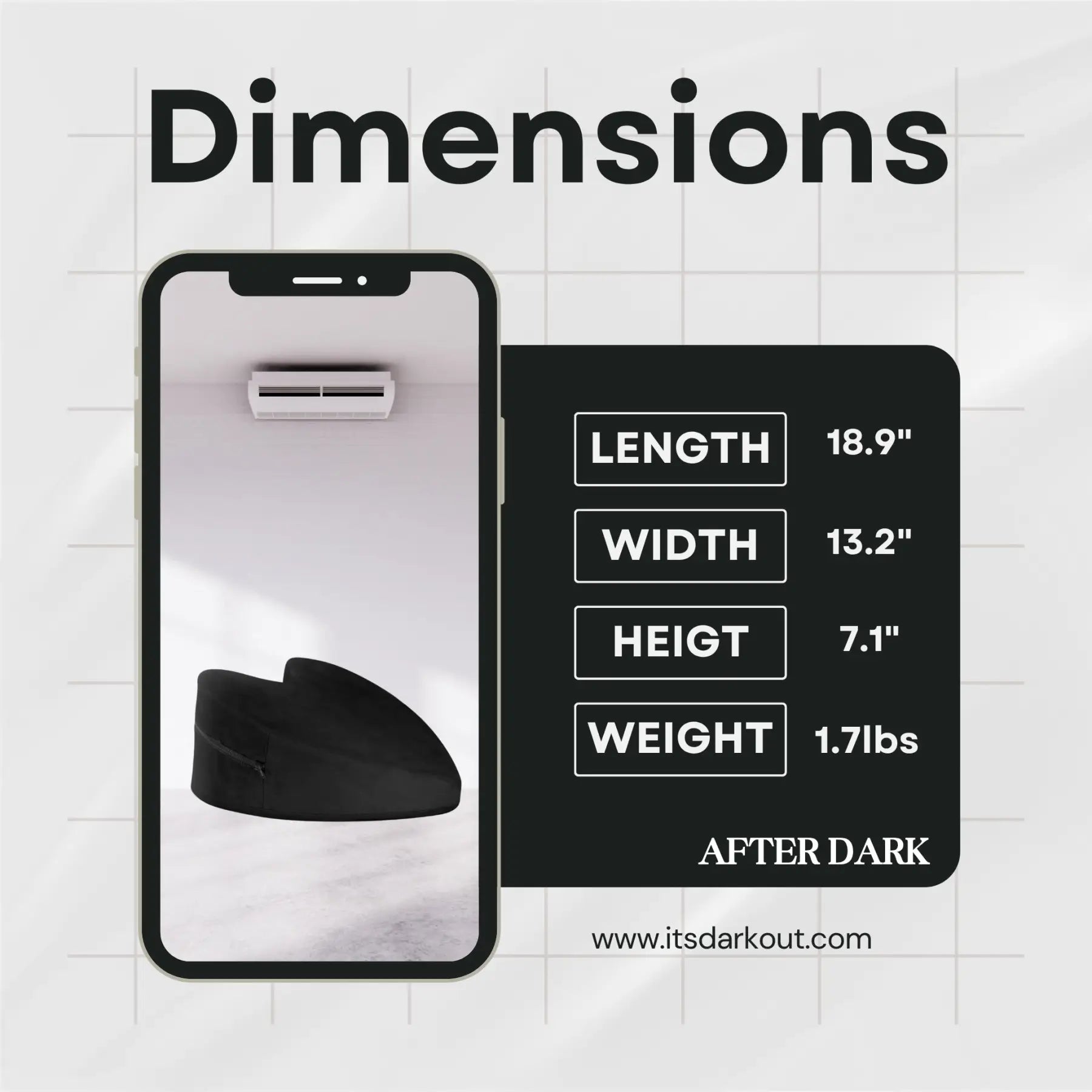 After Dark USA VelvetHeart Heart-Shaped Intimacy Pillow – Foam Positioning Ramp with Washable Cover Black