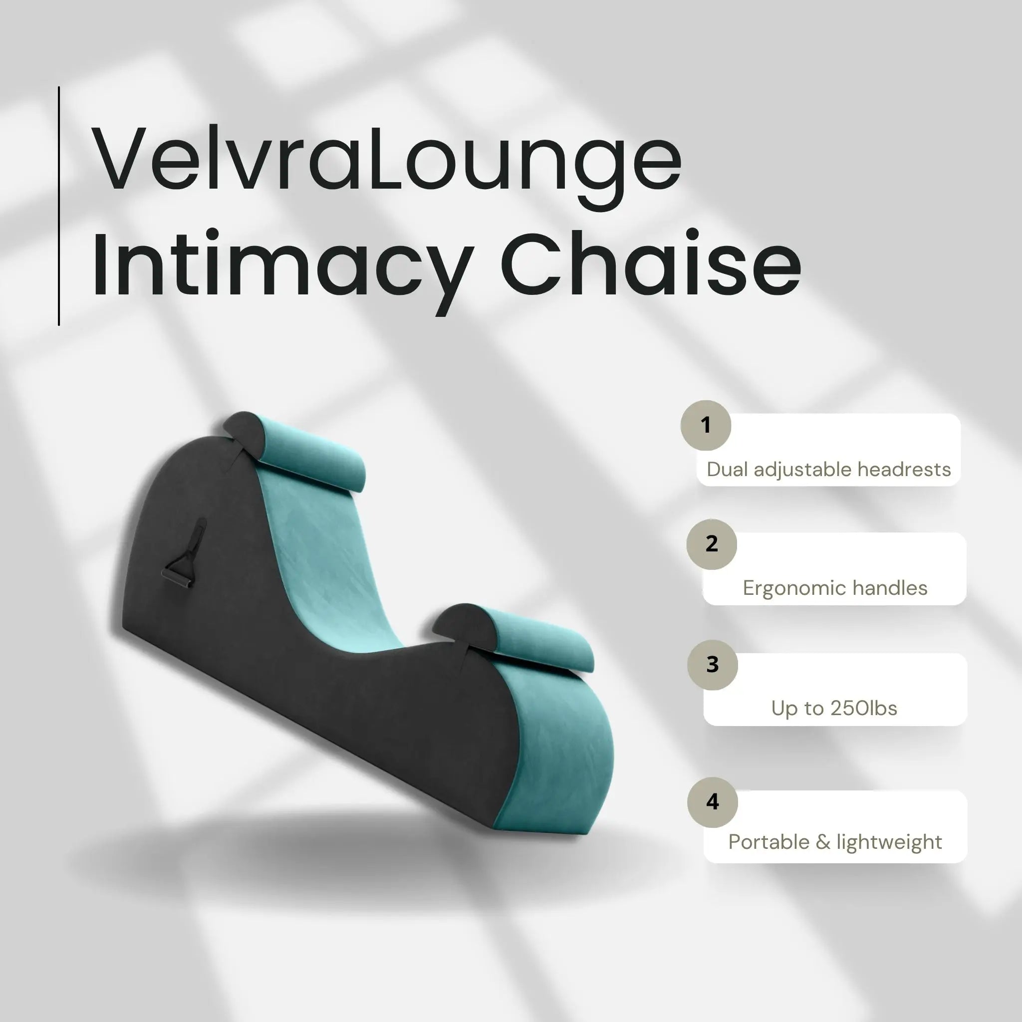 After Dark USA VelvraLounge Adjustable Sex Chaise Lounger | Micro-Velvet Intimacy Furniture Blue Grey