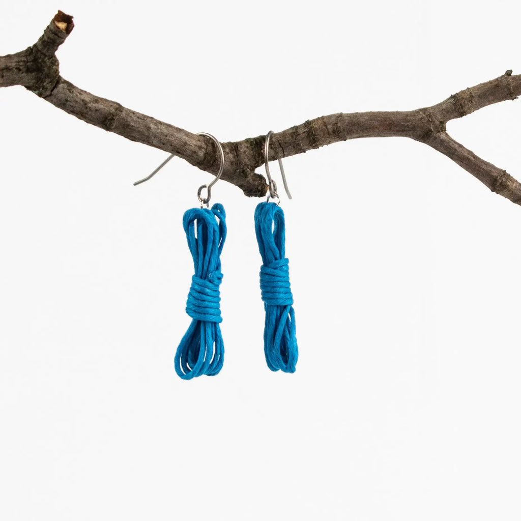 Agreeable Agony Bondage Rope Inspired Earrings Sky Blue