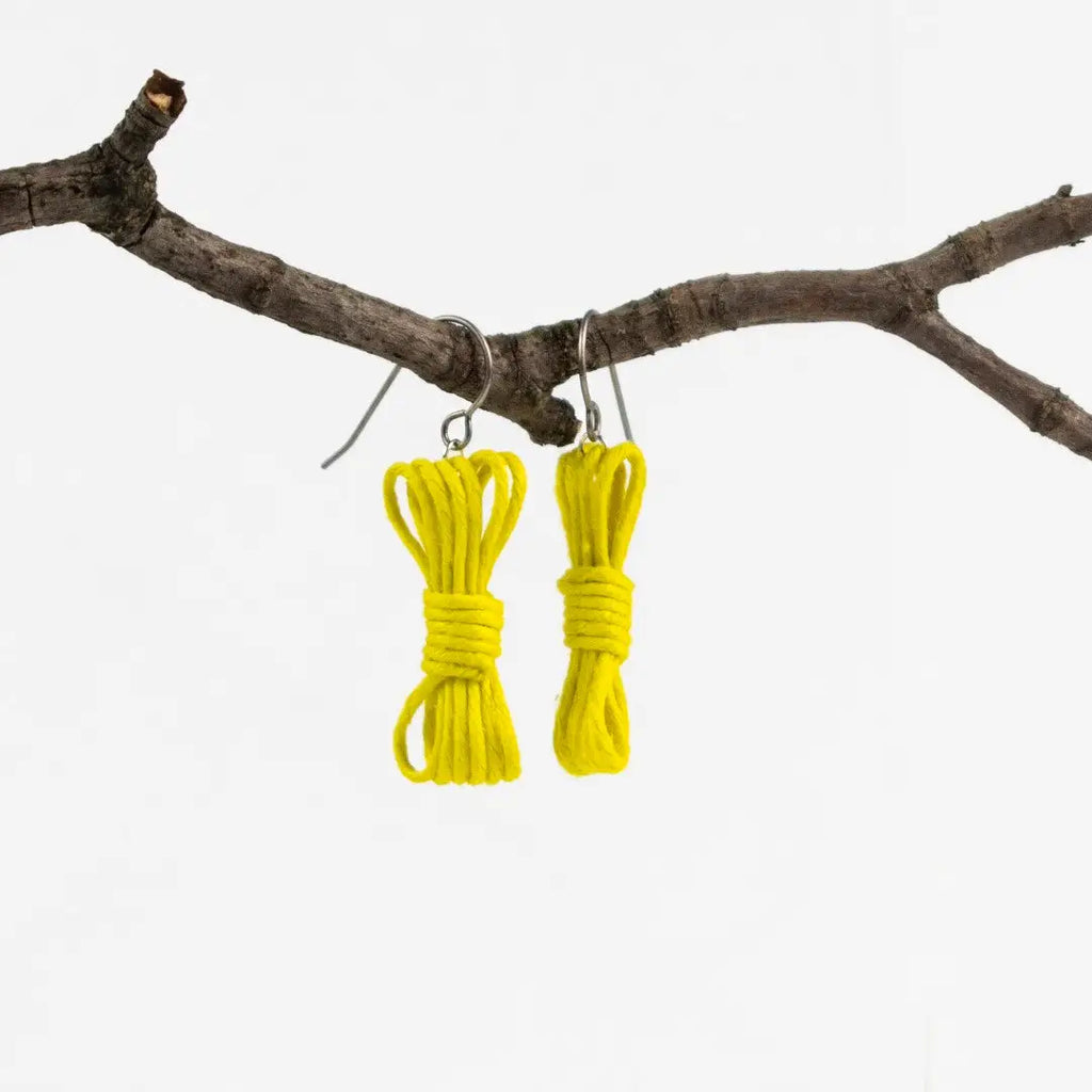 Agreeable Agony Bondage Rope Inspired Earrings Yellow