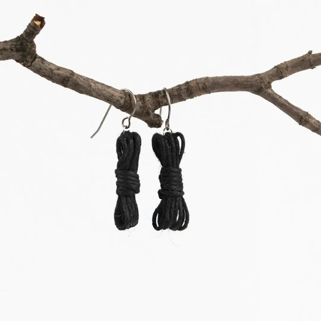 Agreeable Agony Bondage Rope Inspired Earrings Black
