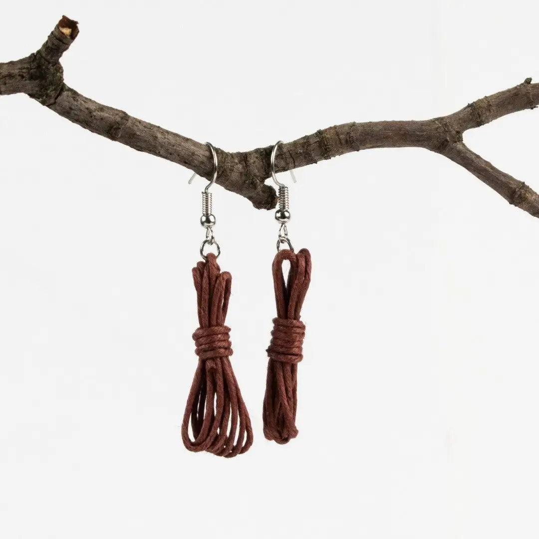 Agreeable Agony Bondage Rope Inspired Earrings Brown