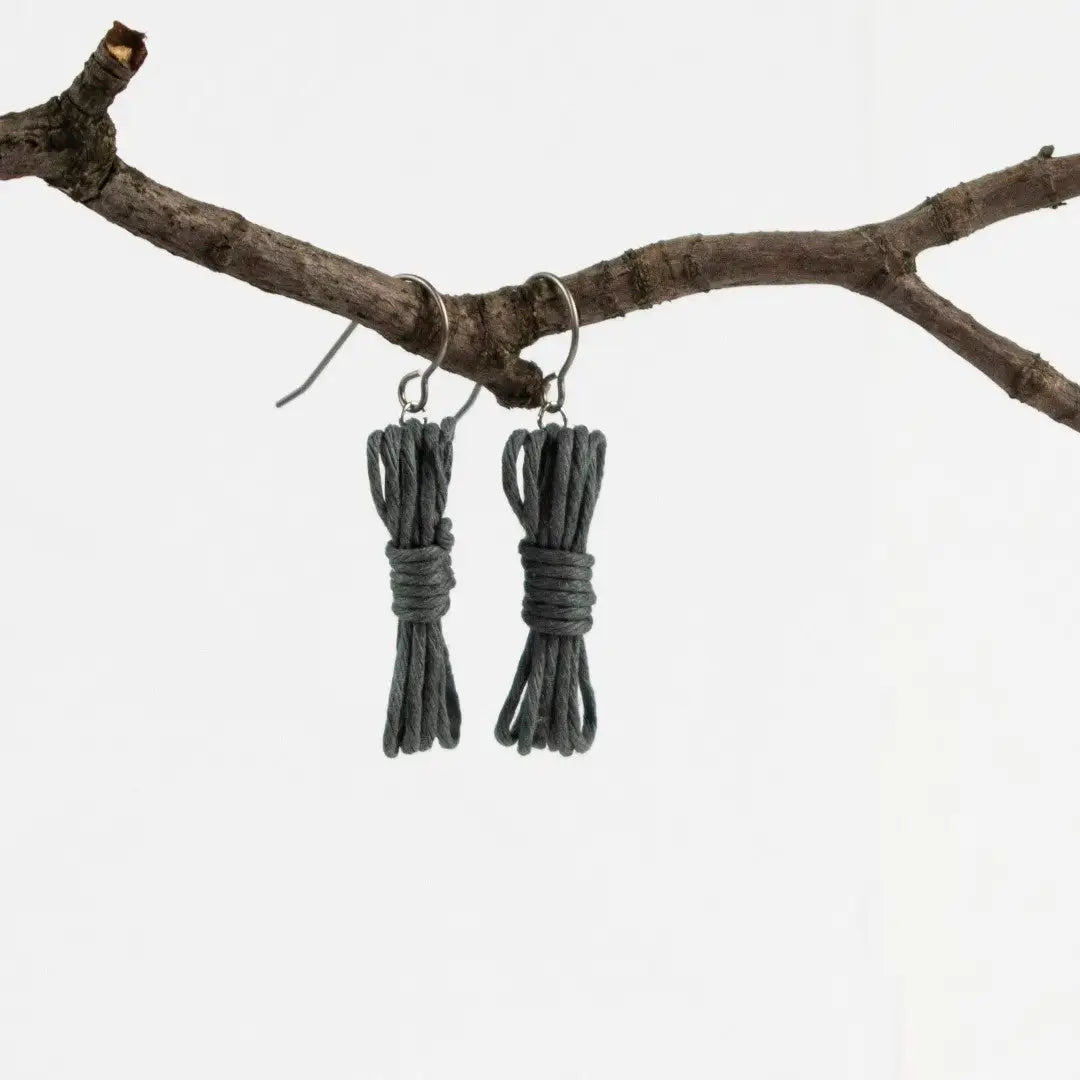 Agreeable Agony Bondage Rope Inspired Earrings Gray