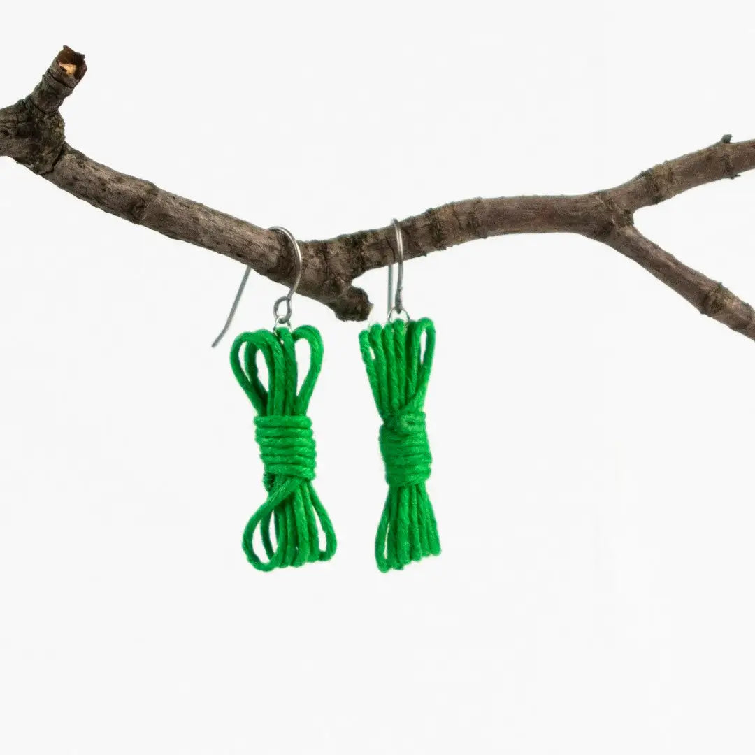 Agreeable Agony Bondage Rope Inspired Earrings Kelly Green