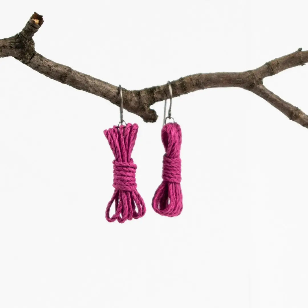 Agreeable Agony Bondage Rope Inspired Earrings Magenta