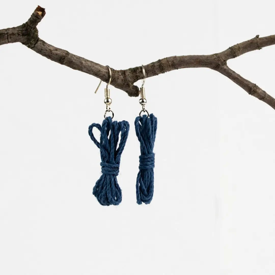 Agreeable Agony Bondage Rope Inspired Earrings Navy Blue