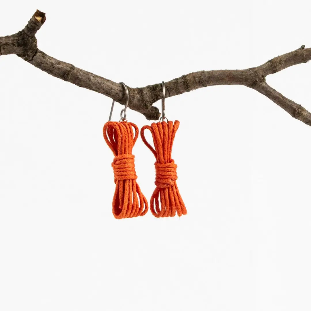 Agreeable Agony Bondage Rope Inspired Earrings Orange