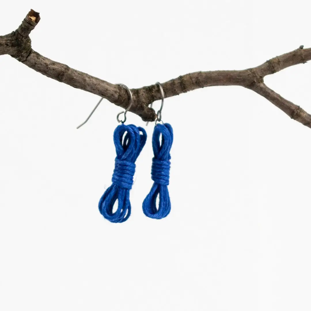 Agreeable Agony Bondage Rope Inspired Earrings Royal Blue