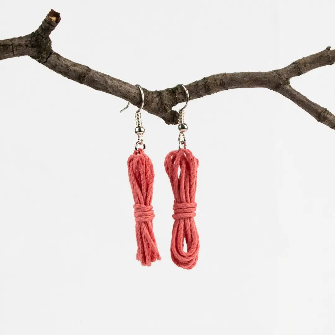 Agreeable Agony Bondage Rope Inspired Earrings Salmon