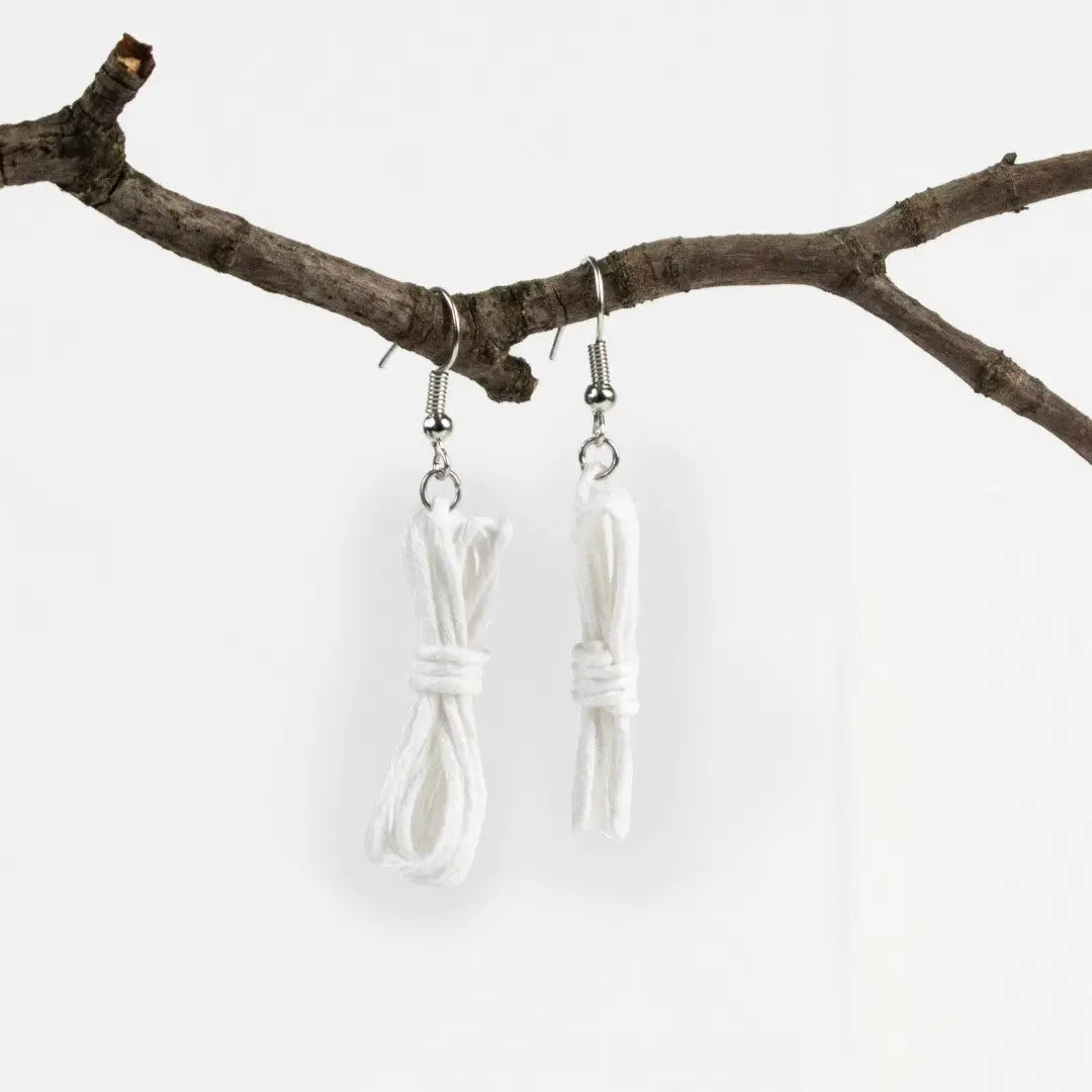 Agreeable Agony Bondage Rope Inspired Earrings White