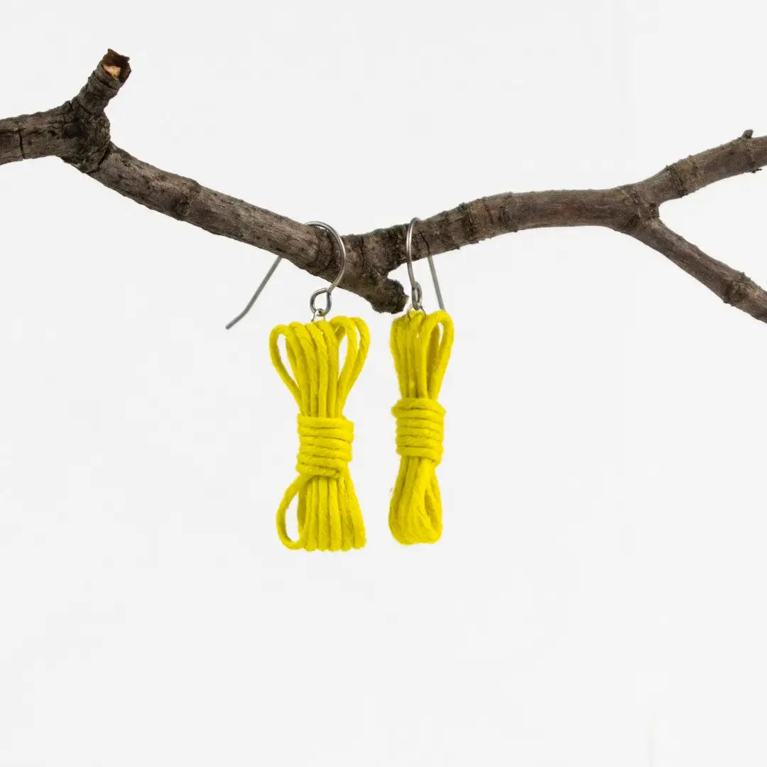 Agreeable Agony Bondage Rope Inspired Earrings Yellow