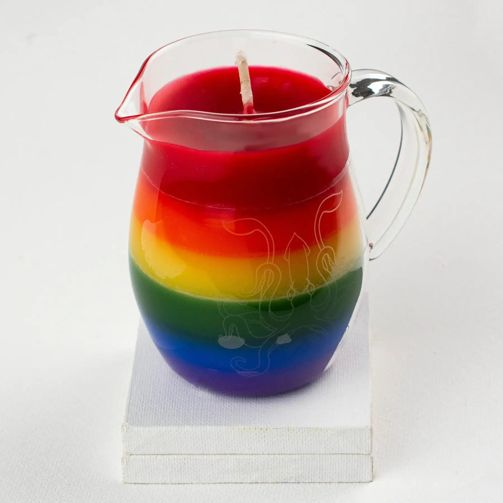 Agreeable Agony Pride Flag Wax Play Candle - Low Temp Pitcher Jar - 14 Designs Standard 6 Color Rainbow