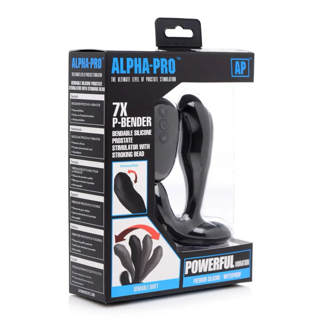 Alpha - Pro™ 7X Bendable Prostate Stimulator With Stroking Bead - Black - Anal Probe
