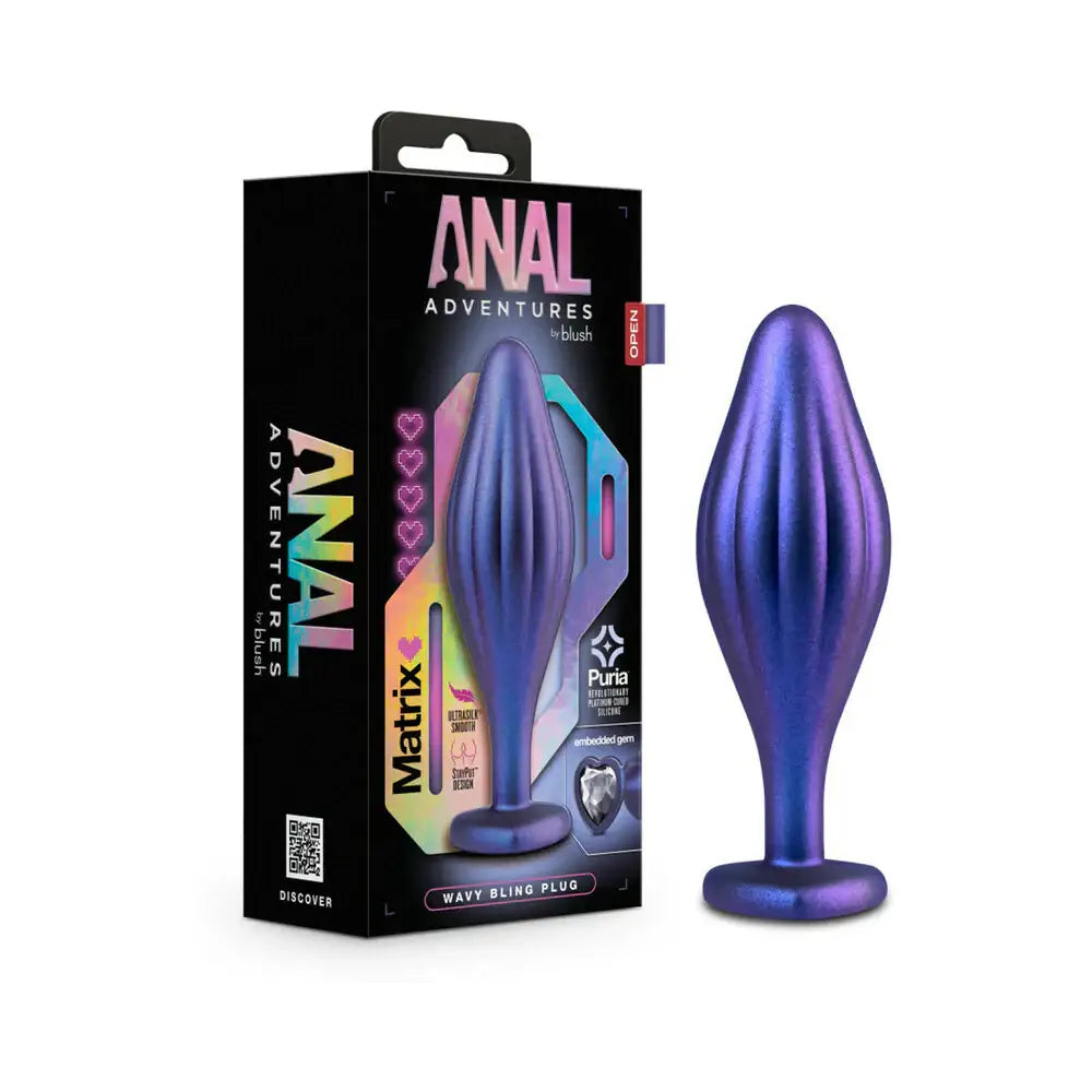 Anal Adventures Matrix Wavy Bling Plug - Purple - Butt