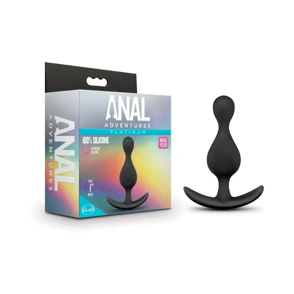 Anal Adventures Platinum Wave Butt Plug - Black