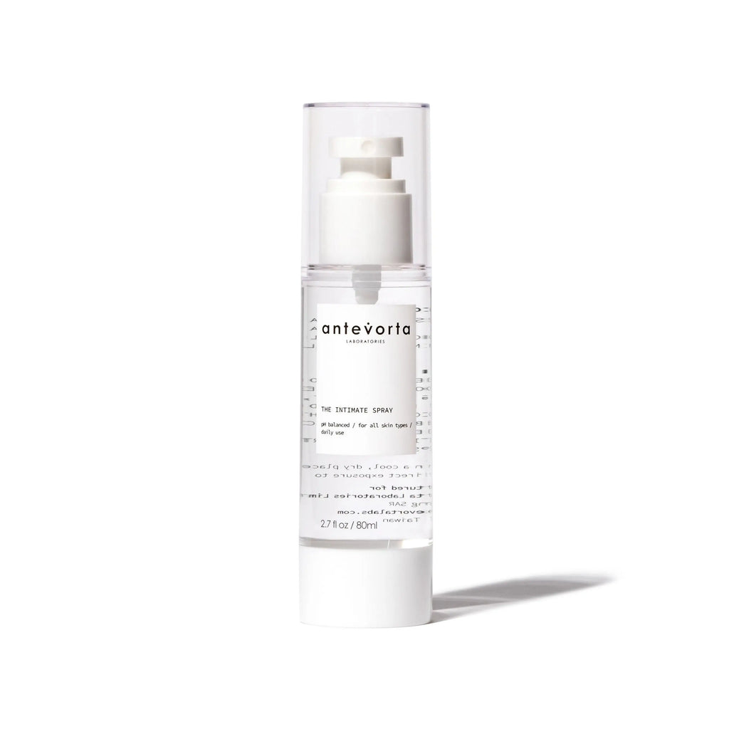 AnteVorta intimate spray bottle on a white background