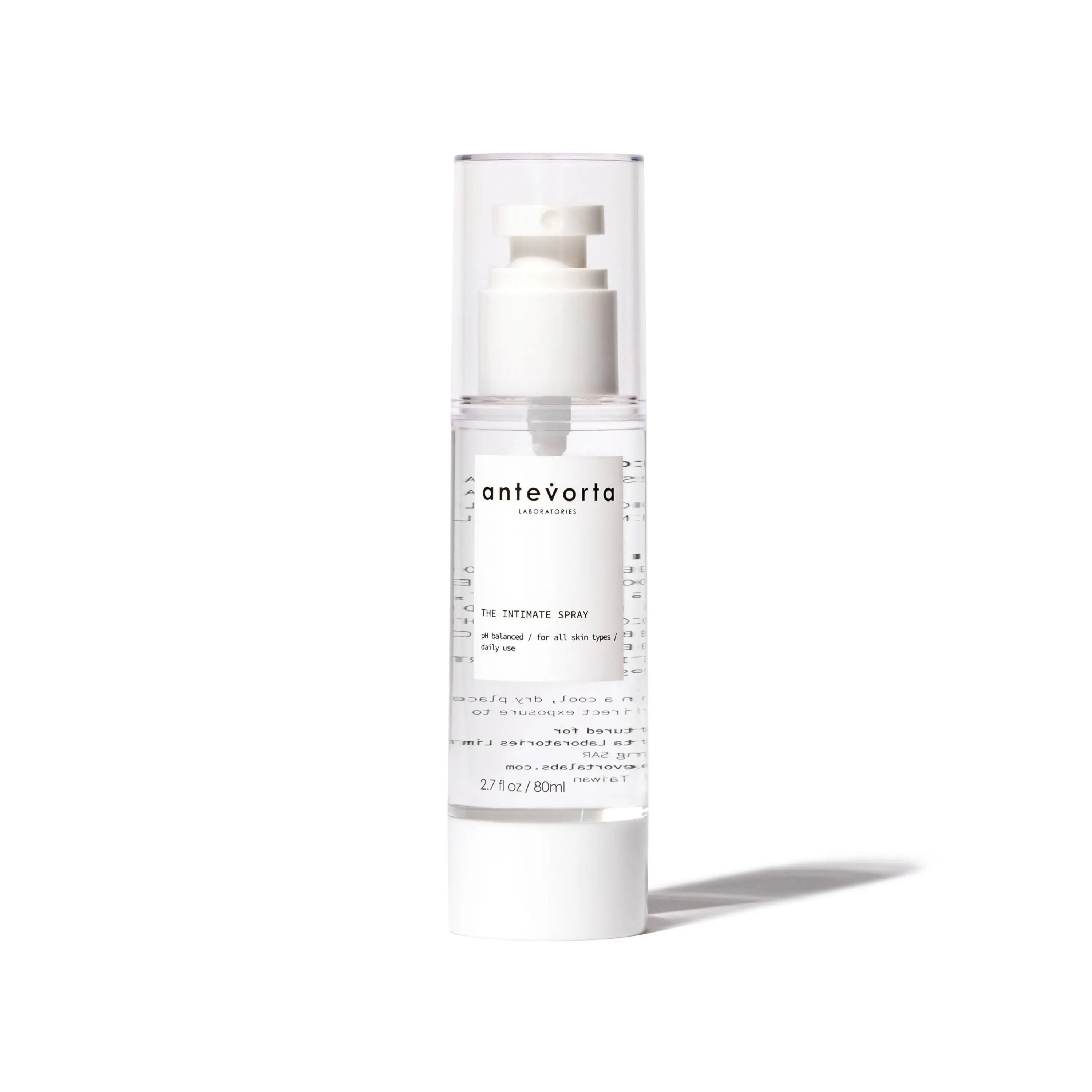 AnteVorta intimate spray bottle on a white background