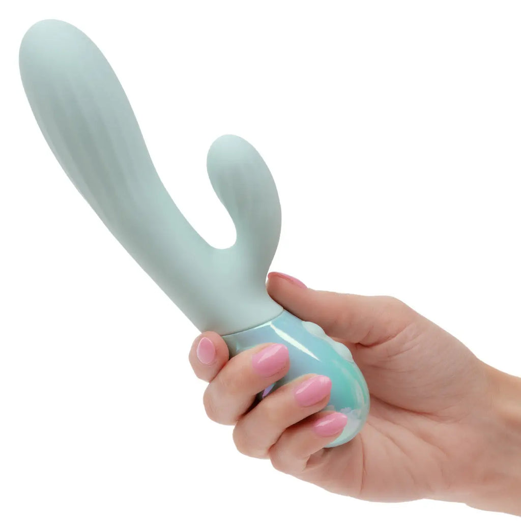 Light Blue Aura™ Dual Ripple Rabbit Vibrator