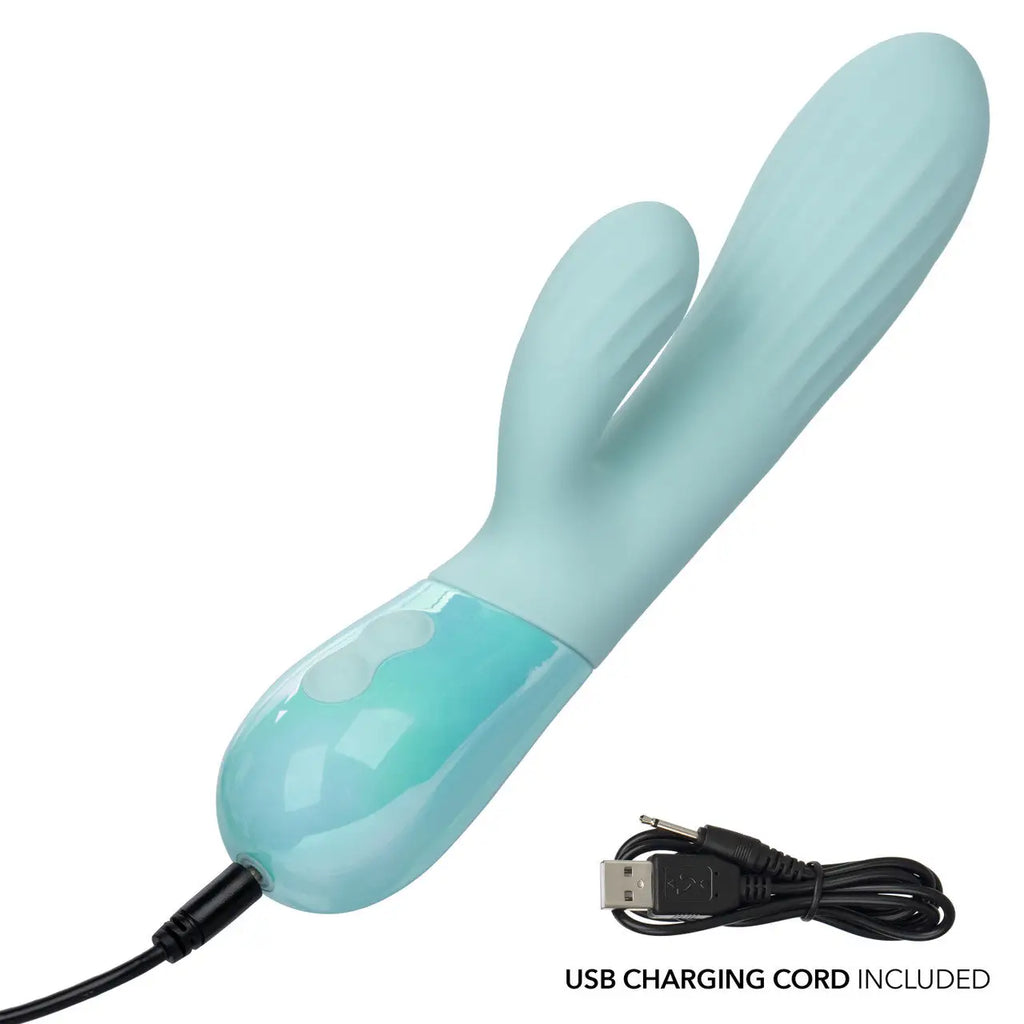 Light Blue Aura™ Dual Ripple Rabbit Vibrator