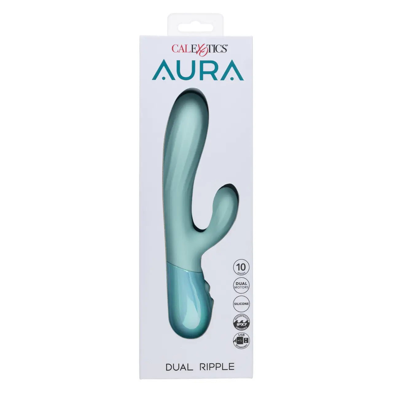 Light Blue Aura™ Dual Ripple Rabbit Vibrator