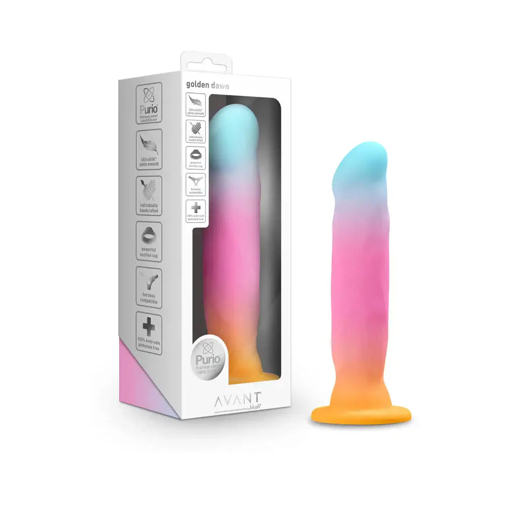Avant Golden Dawn Silicone Dildo - Pastel Rainbow