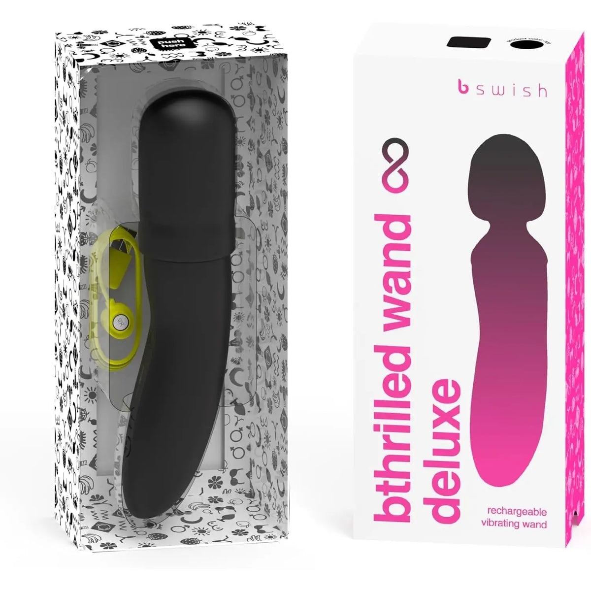 B Swish Bthrilled Premium Wand Vibrator - Flexible Neck Travel-Size Massager Black