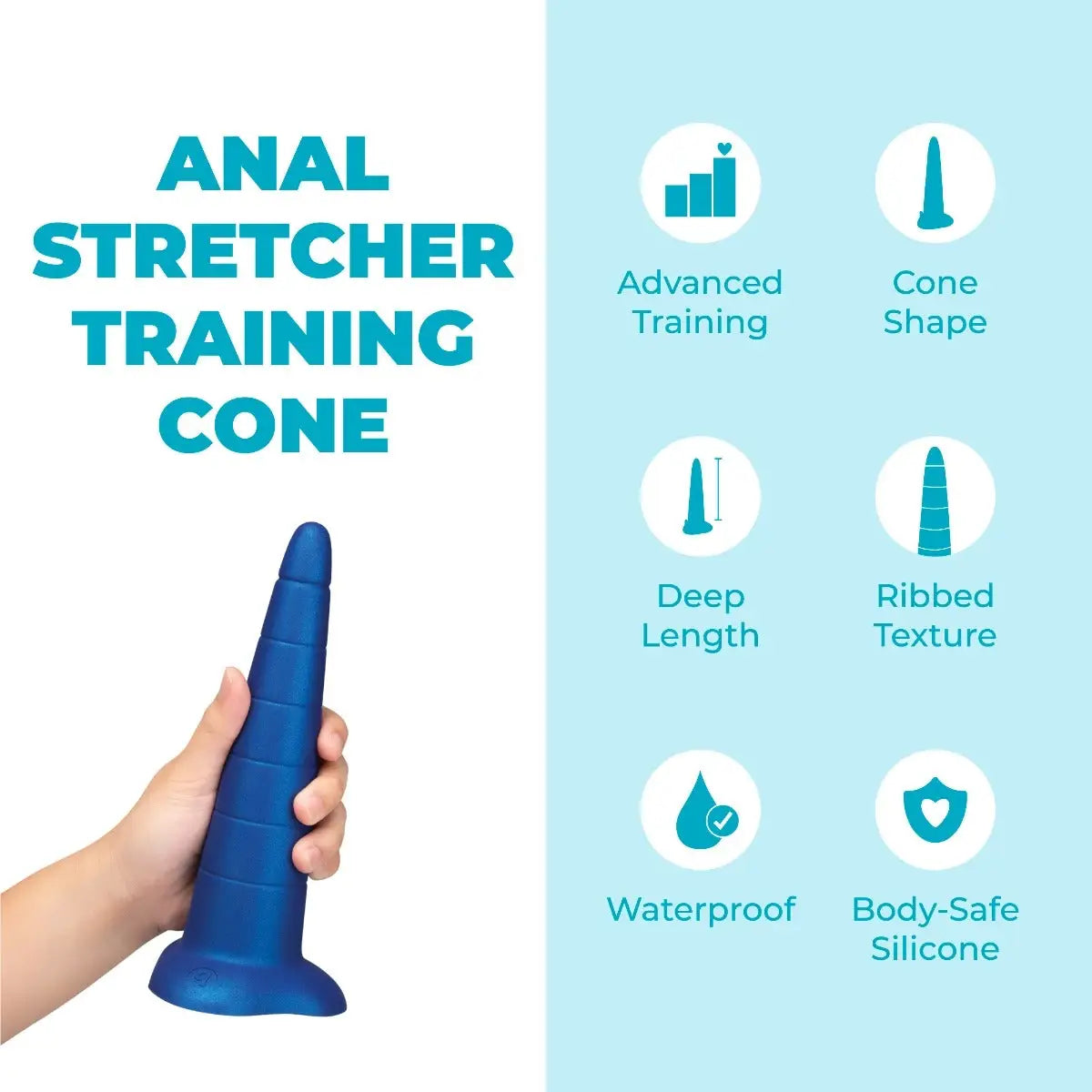 B-Vibe™ 8’’ Anal Stretcher Training Cone Blue