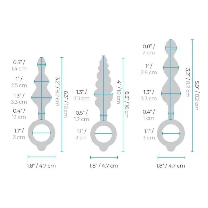 B - Vibe™ Butties Beaded Anal Plug 3 - Piece Set - Rolik®