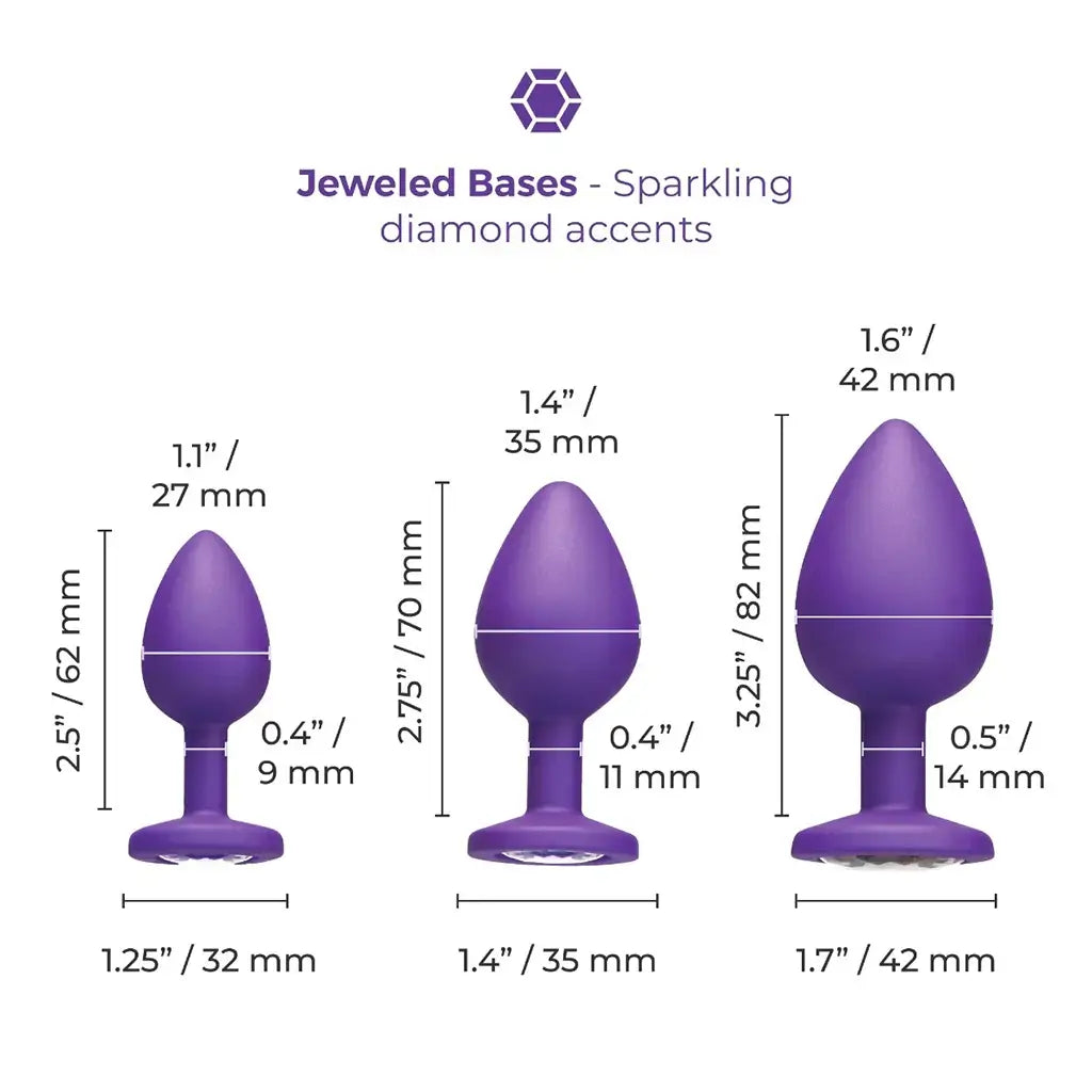 B-Vibe™ Jewel Butties Bundle 3-Piece Anal Training Set Purple