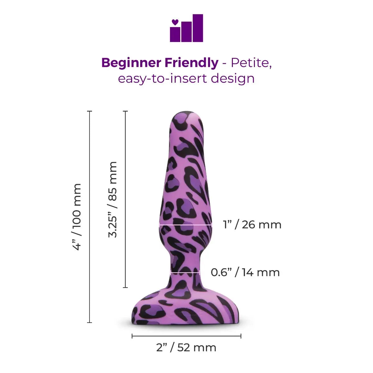 B-Vibe™ Leopard Novice Vibrating Butt Plug Purple