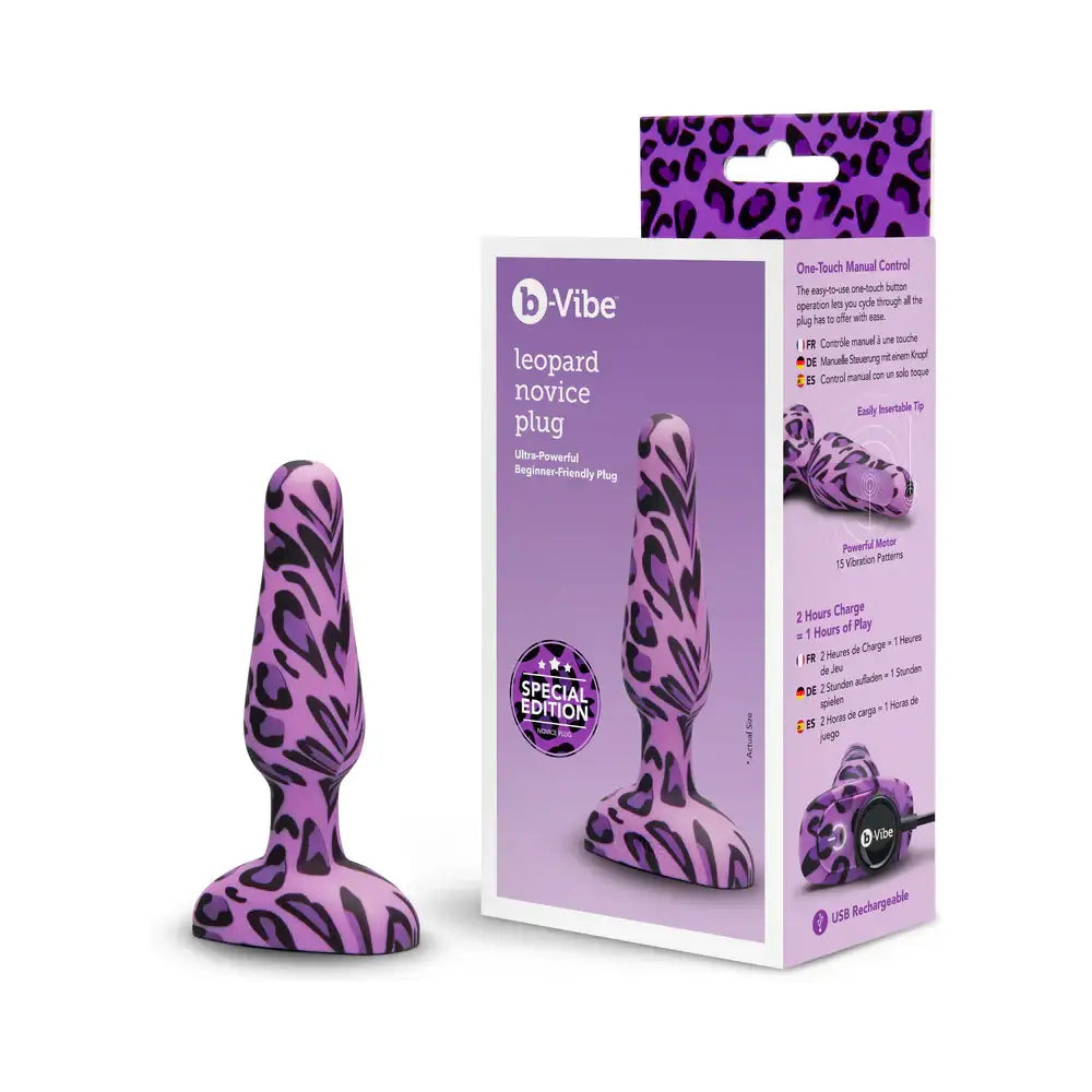 B-Vibe™ Leopard Novice Vibrating Butt Plug Purple