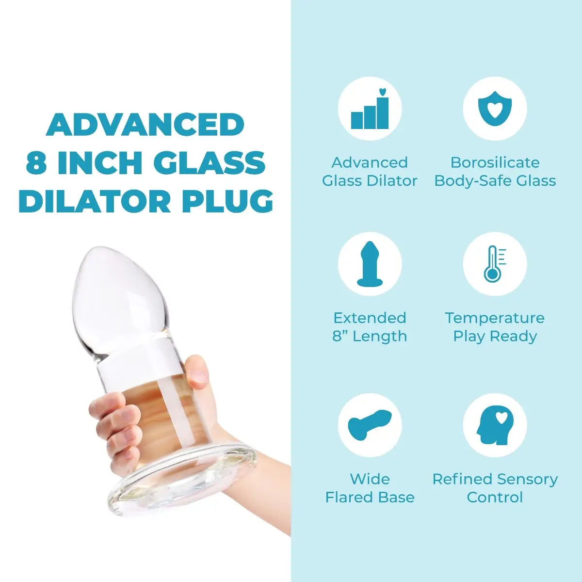 B-Vibe™ b-Vibe Advanced Glass Anal Dilator – 8’’ | Maximum Fullness & Temperature Play