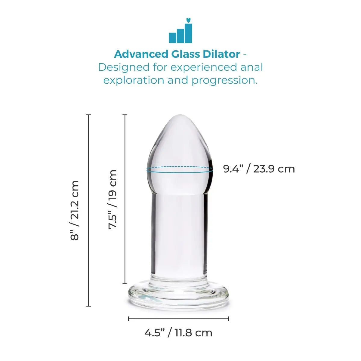 B-Vibe™ b-Vibe Advanced Glass Anal Dilator – 8’’ | Maximum Fullness & Temperature Play