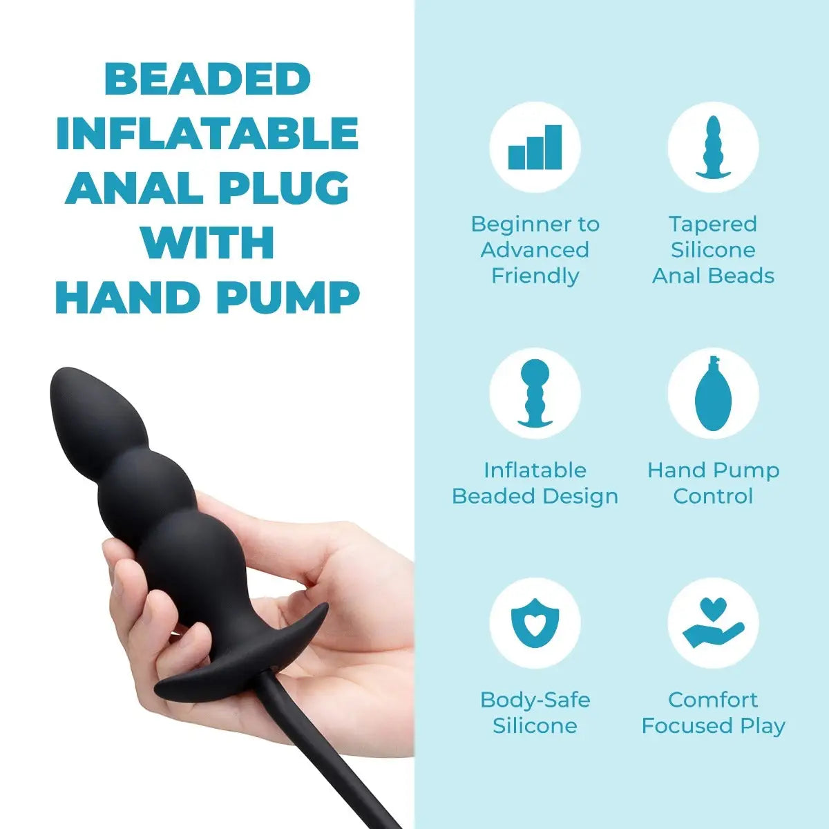 B-Vibe™ b-Vibe Beaded Inflatable Anal Plug with Hand Pump