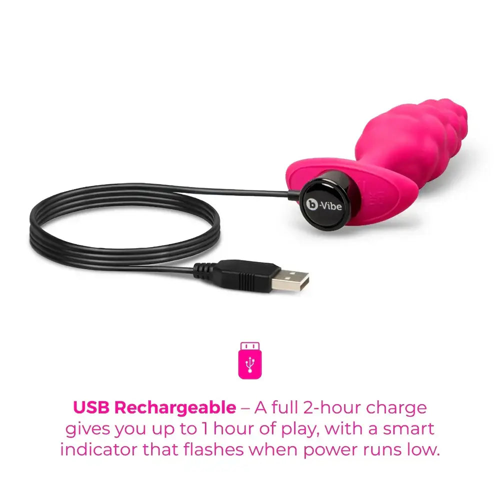 B-Vibe™ b-Vibe Bump Texture Plug, Small Vibrating Silicone Butt Cerise