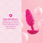B-Vibe™ b-Vibe Bump Texture Plug, Small Vibrating Silicone Butt Cerise