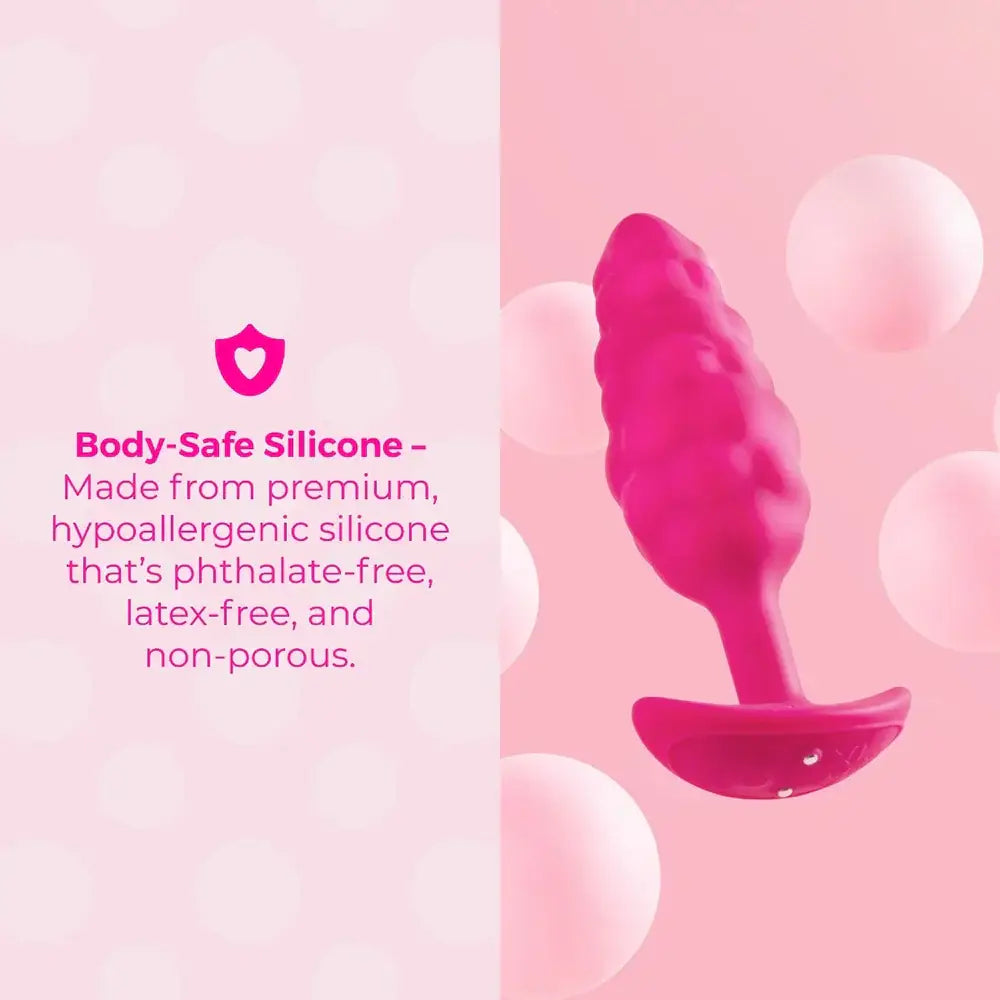 B-Vibe™ b-Vibe Bump Texture Plug, Small Vibrating Silicone Butt Cerise
